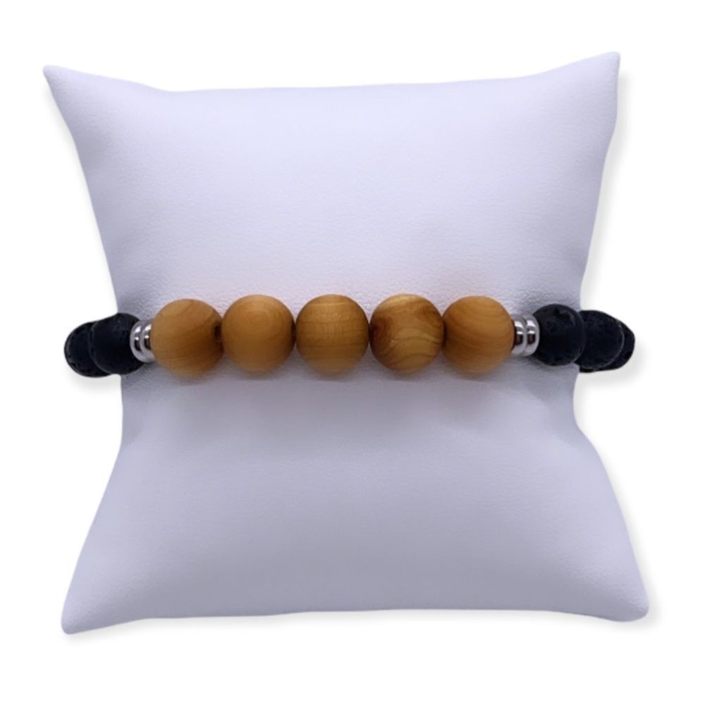 NWT Wool + Pepper Co. Mens Moon Rocks, Wood, Sterling Silver Bracelet